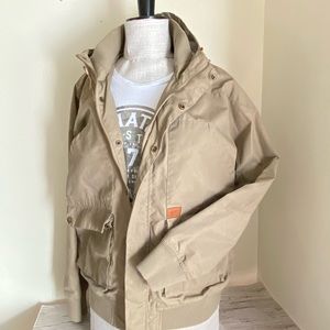 Utility Jacket with hood / light Khaki /plus  size  /GLOBE/ women jacket